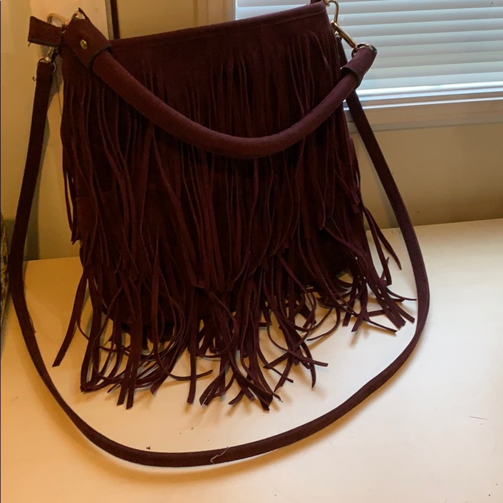 Burgundy fringe crossbody/handbag